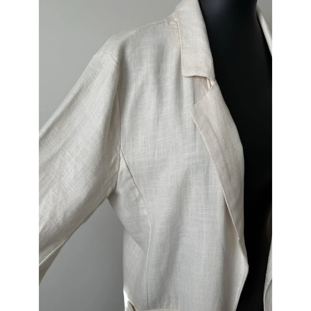 Stoosh Women's M Linen Blend Open Front Blazer Pockets